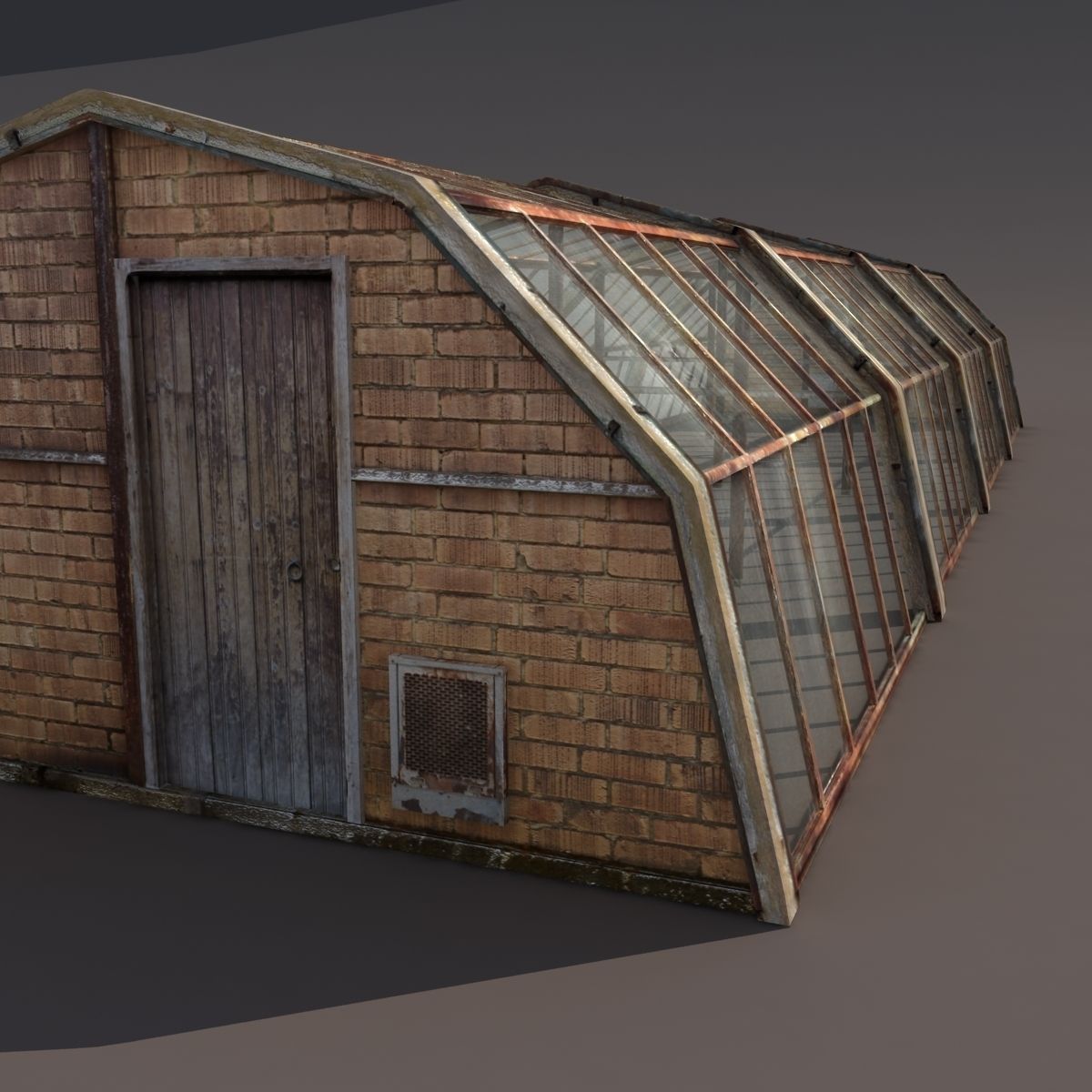 Green House Low poly 3d model Low-poly 3D model_2