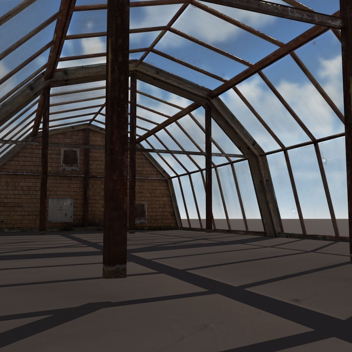 Green House Low poly 3d model Low-poly 3D model_3