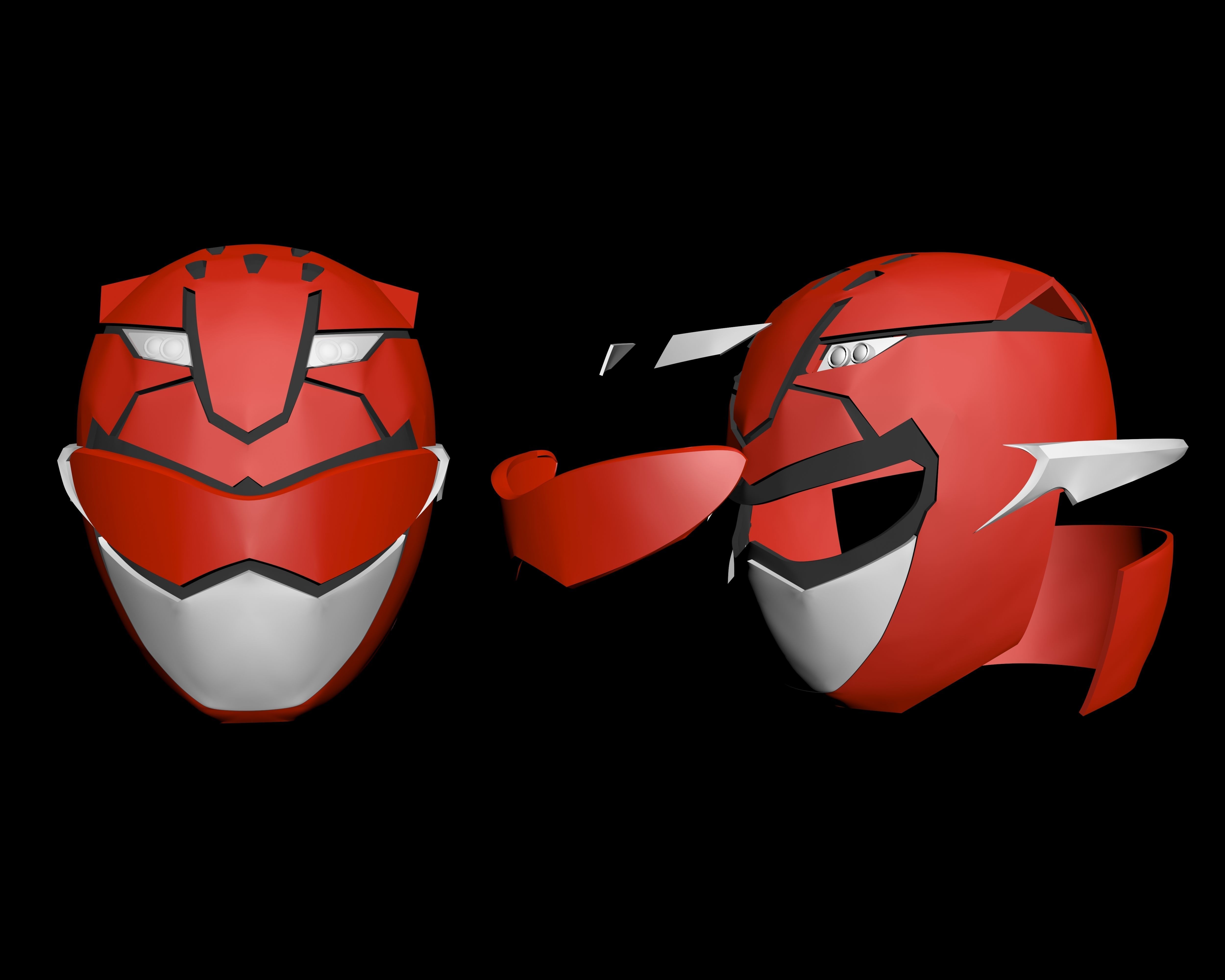 Power ranger red Go-Buster helmet 3D print model_1