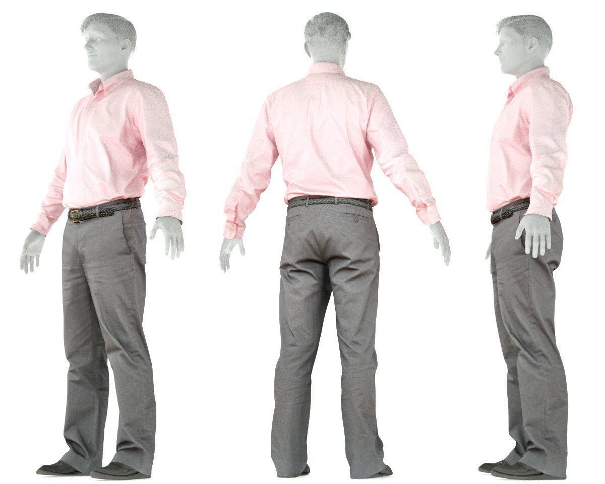 Male Casual Outfit 36 Shirt Pants Footwear Low-poly 3D model_8