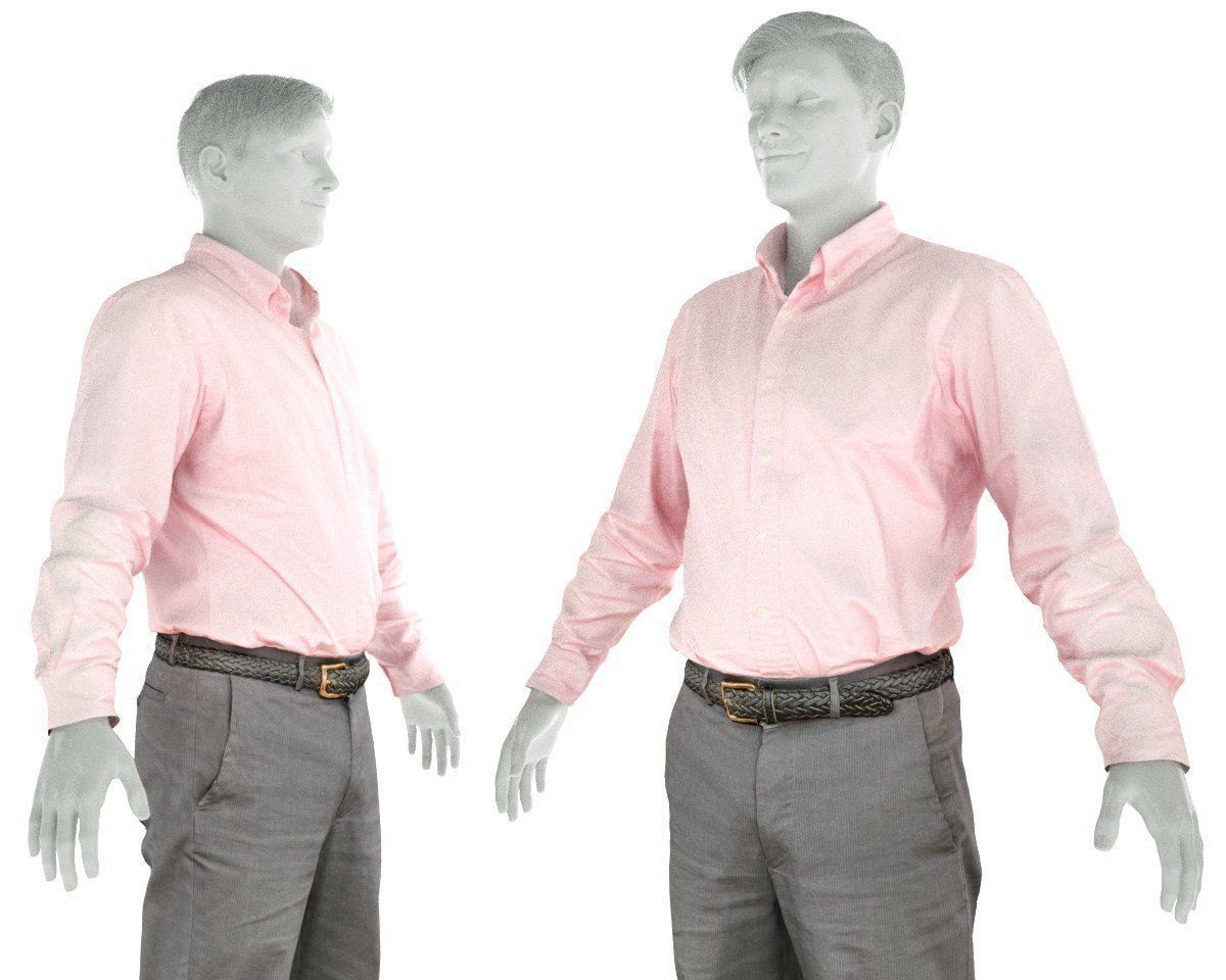 Male Casual Outfit 36 Shirt Pants Footwear Low-poly 3D model_7