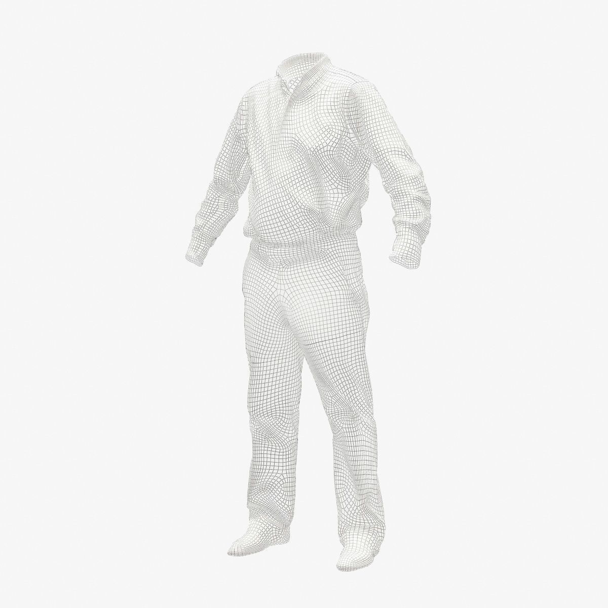 Male Casual Outfit 36 Shirt Pants Footwear Low-poly 3D model_9