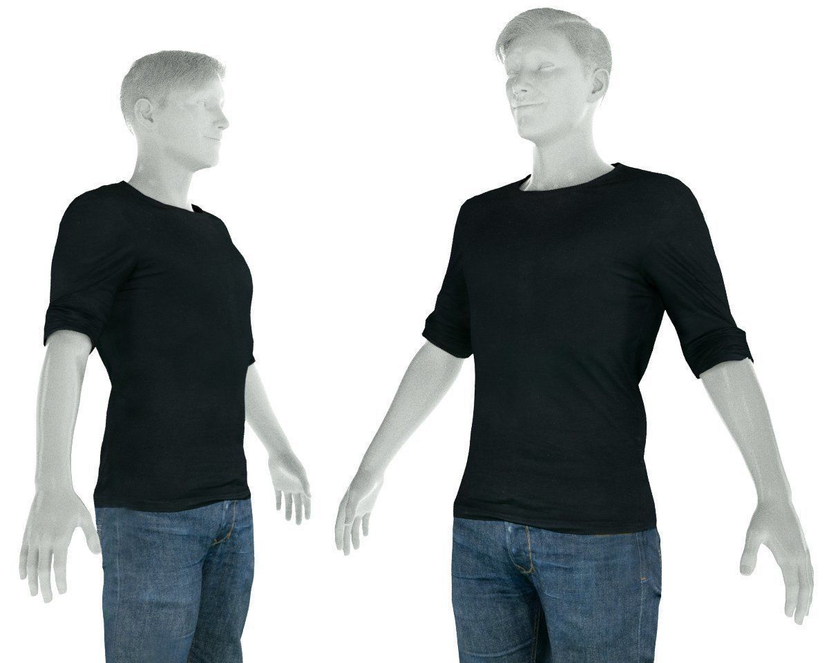 Male Casual Outfit 37 Tshirt Jeans Shoes Low-poly 3D model_8