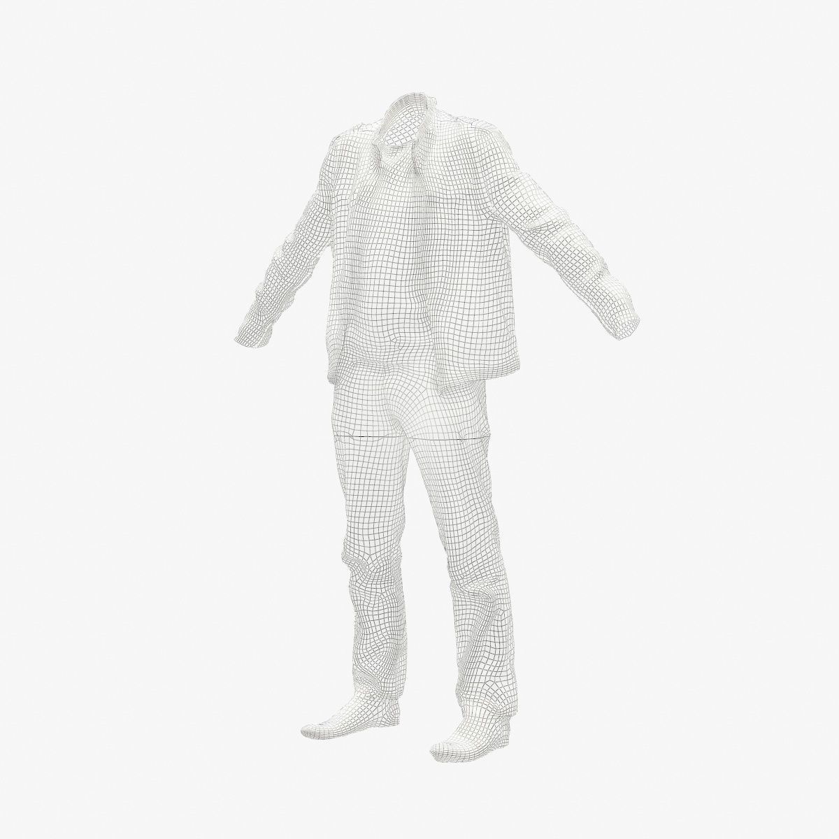 Male Casual Outfit 38 Jacket Shirt Pants Footwear Low-poly 3D model_9