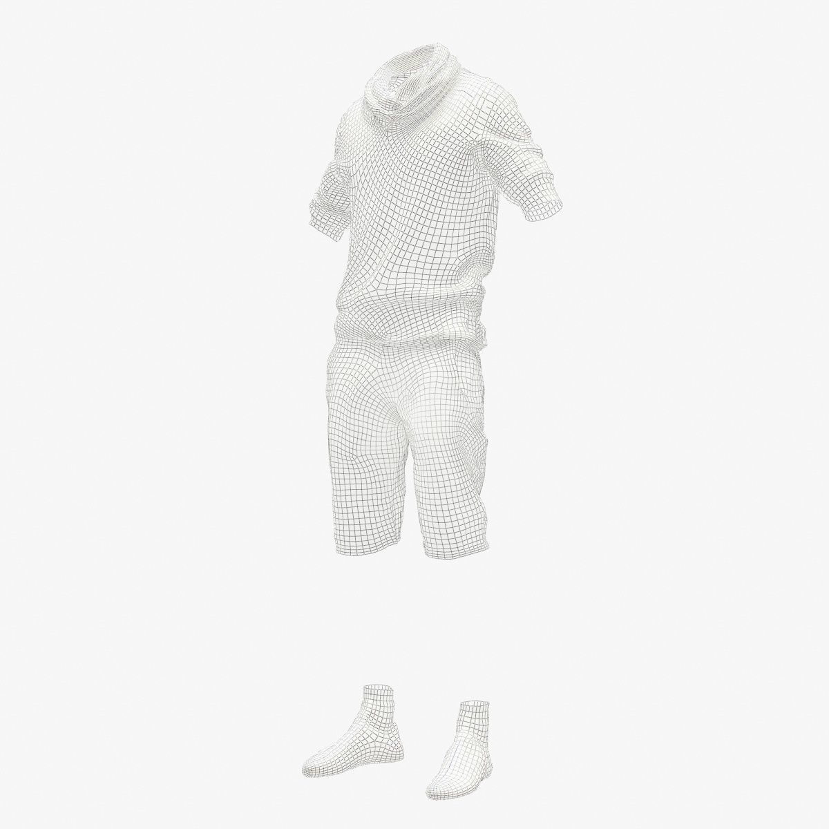 Male Casual Outfit 40 Shorts Shirt Footwear Low-poly 3D model_10