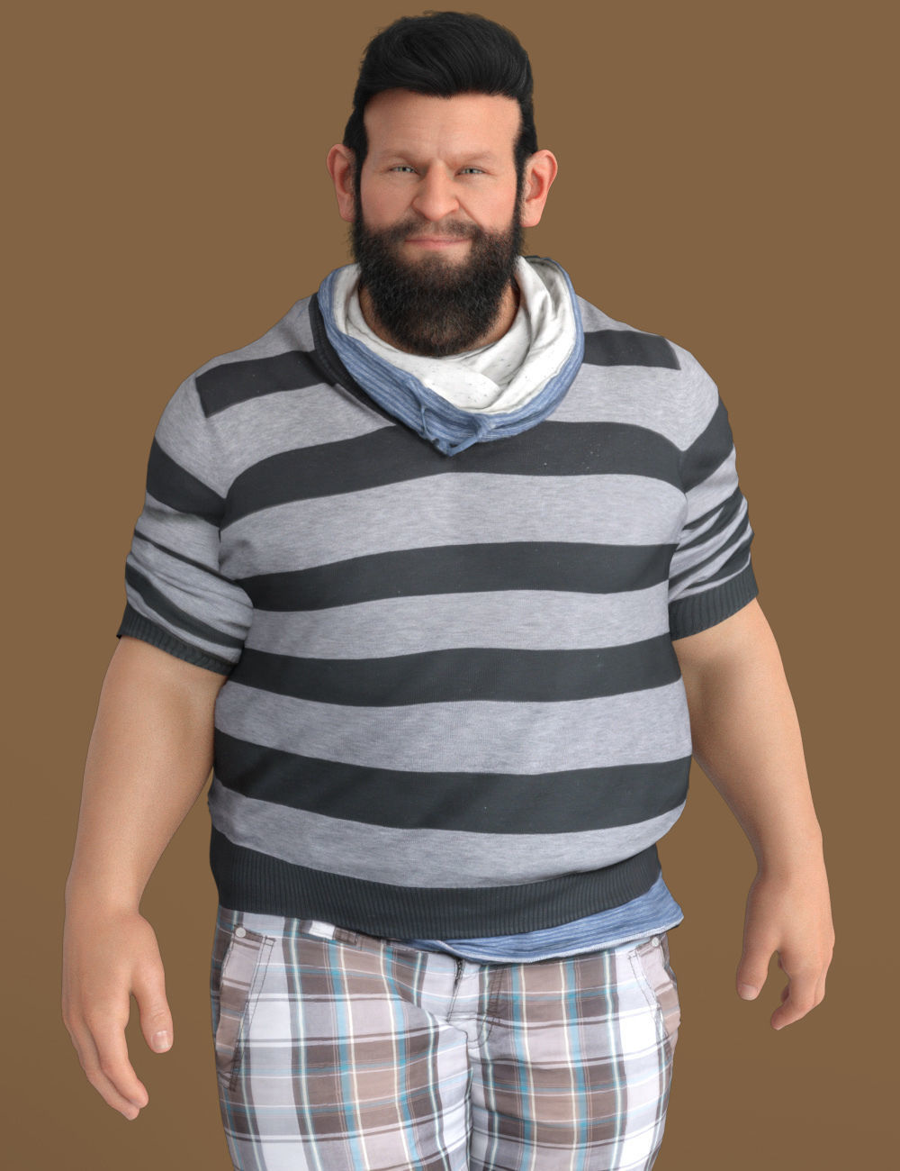 Male Casual Outfit 40 Shorts Shirt Footwear Low-poly 3D model_4