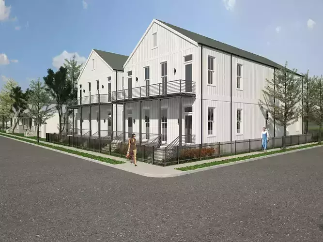exterior model two story townhomes