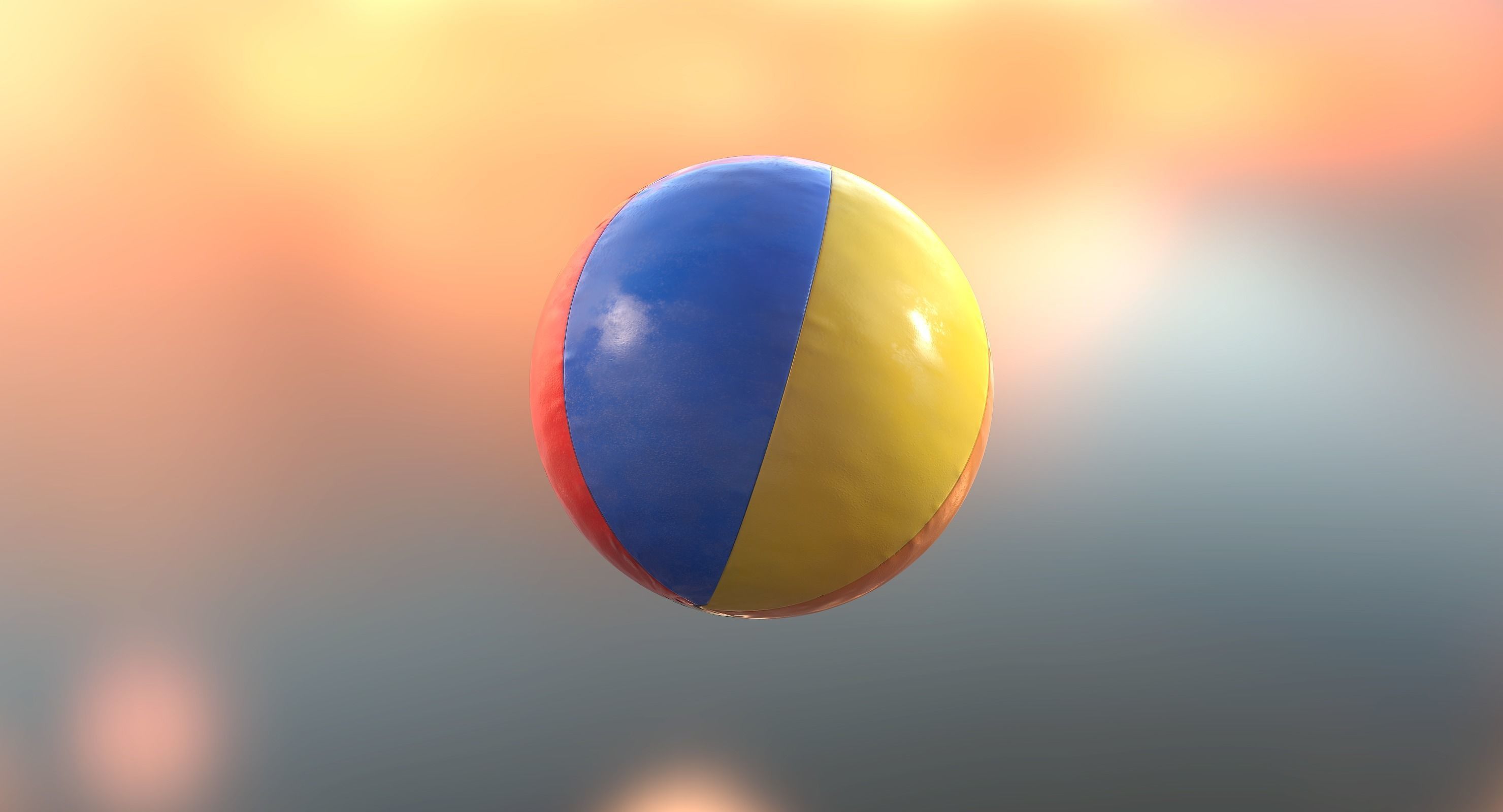 Beach Ball Low-poly 3D model_7