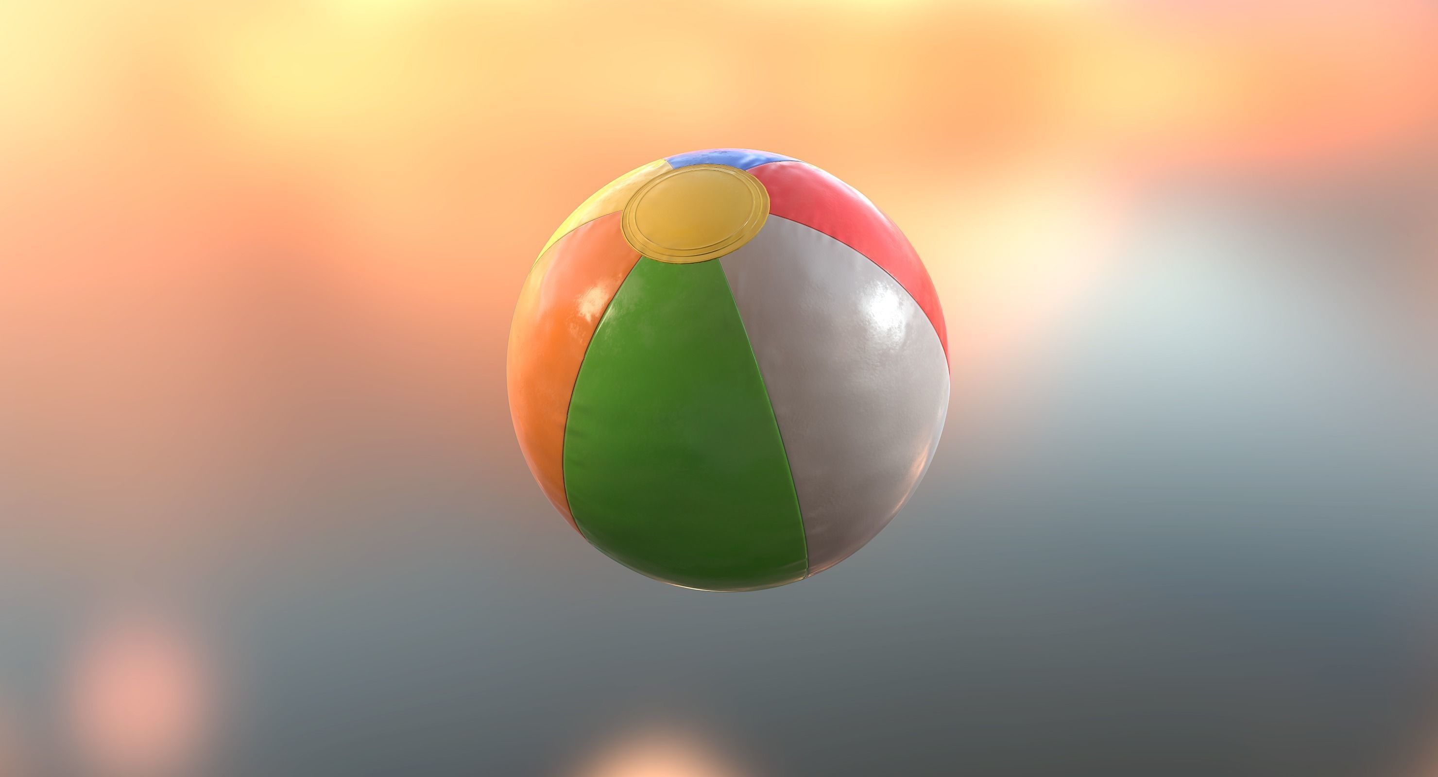 Beach Ball Low-poly 3D model_6