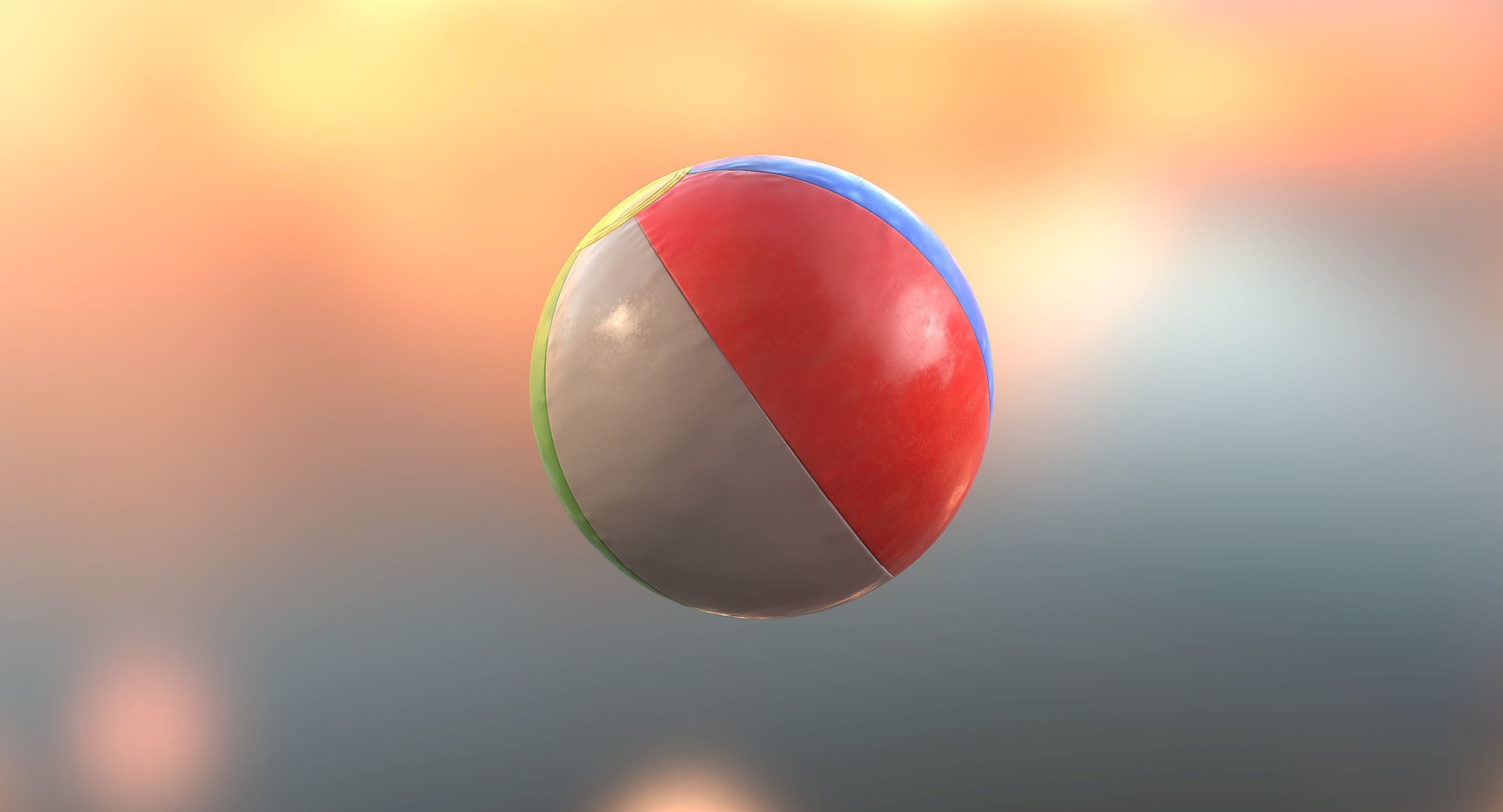 Beach Ball Low-poly 3D model_10