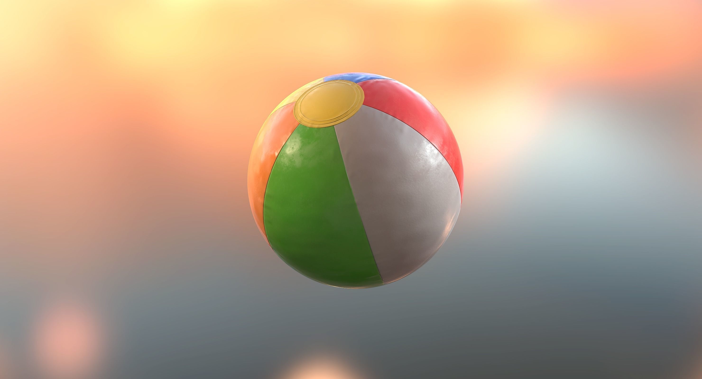 Beach Ball Low-poly 3D model_9