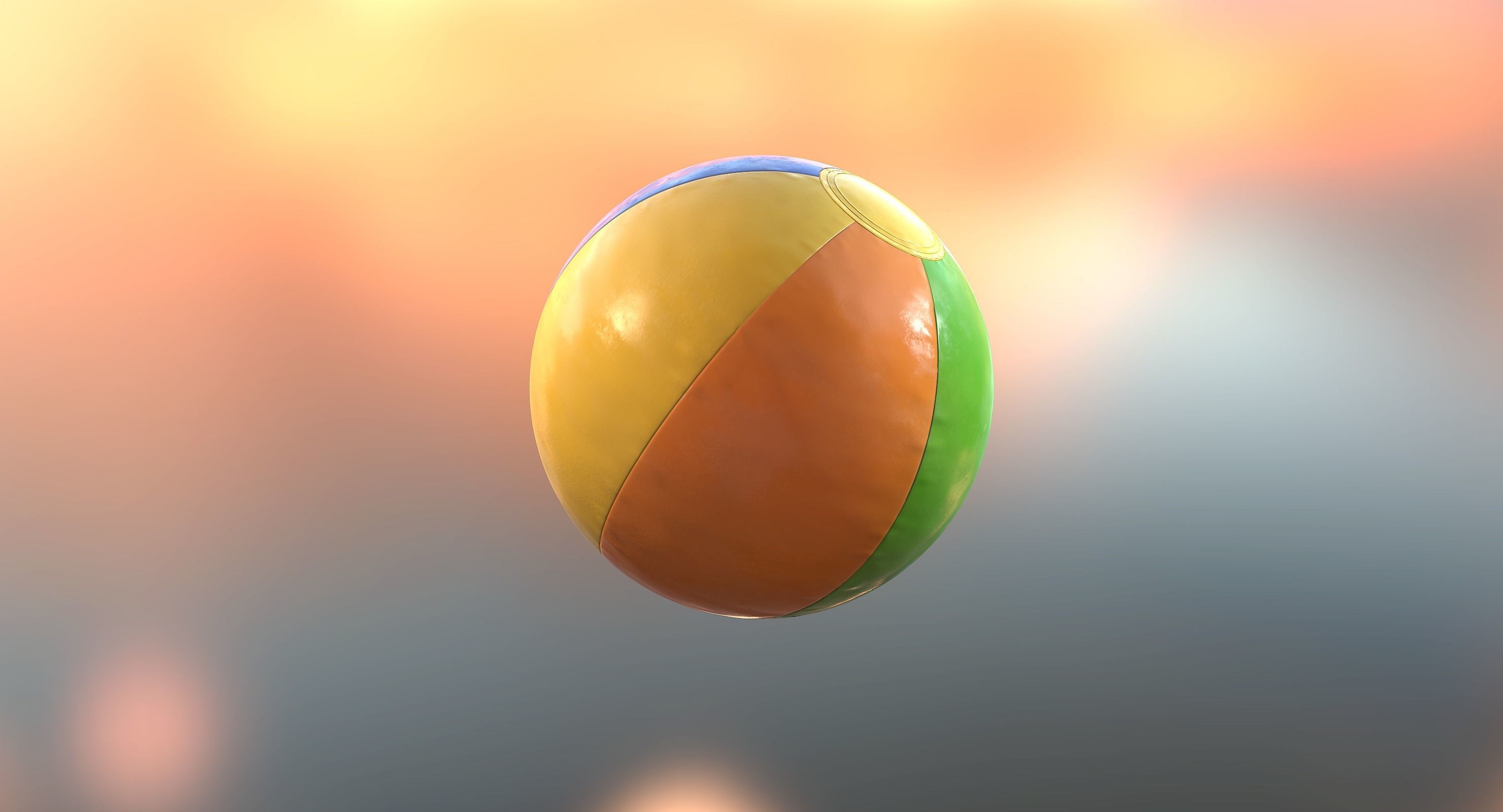 Beach Ball Low-poly 3D model_8