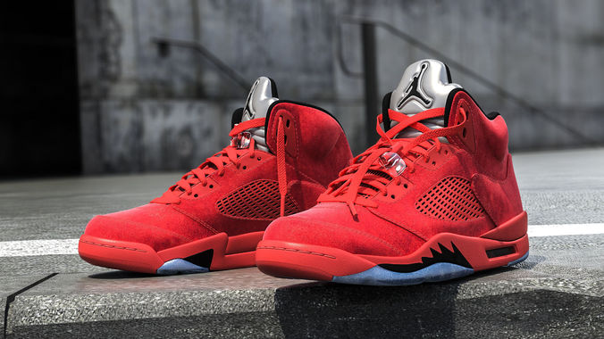 Air Jordan 5 Red Suede 3D model
