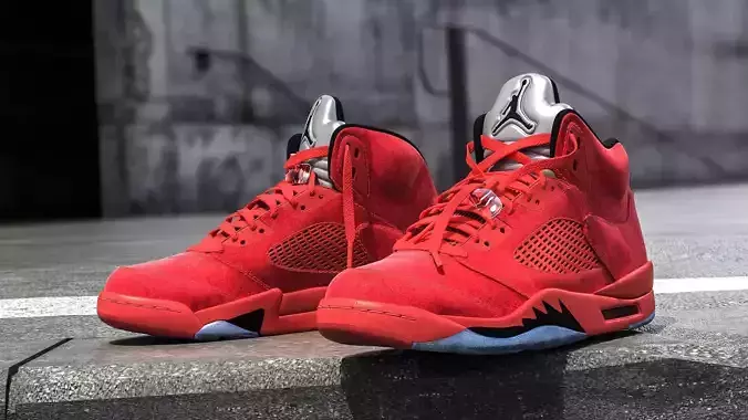 Air Jordan 5 Red Suede 3D model