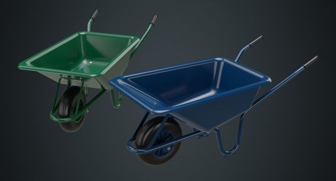 Wheelbarrow 1A Low-poly 3D model