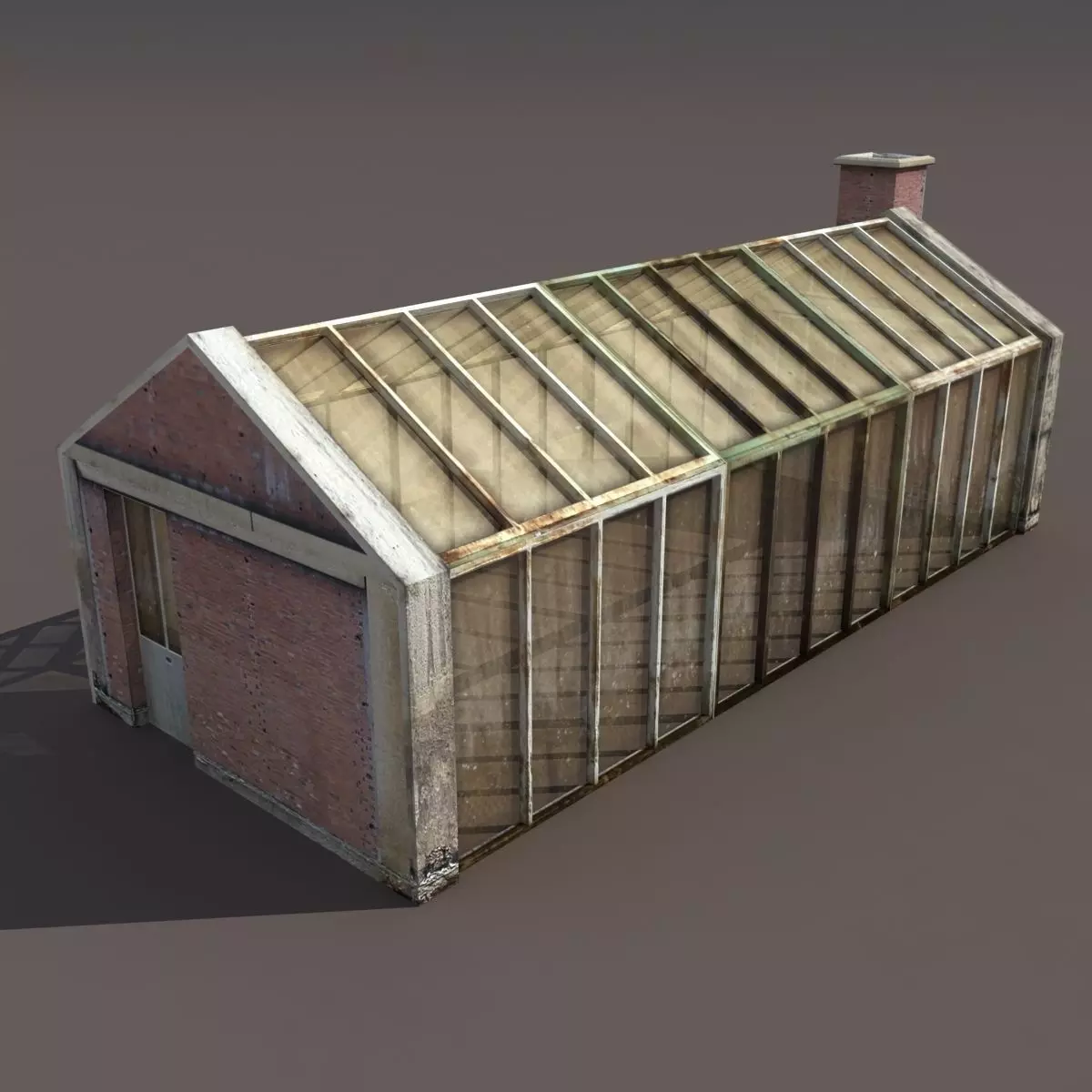 Greenhouse Old Low Poly 3d Model Low-poly 3D model_0