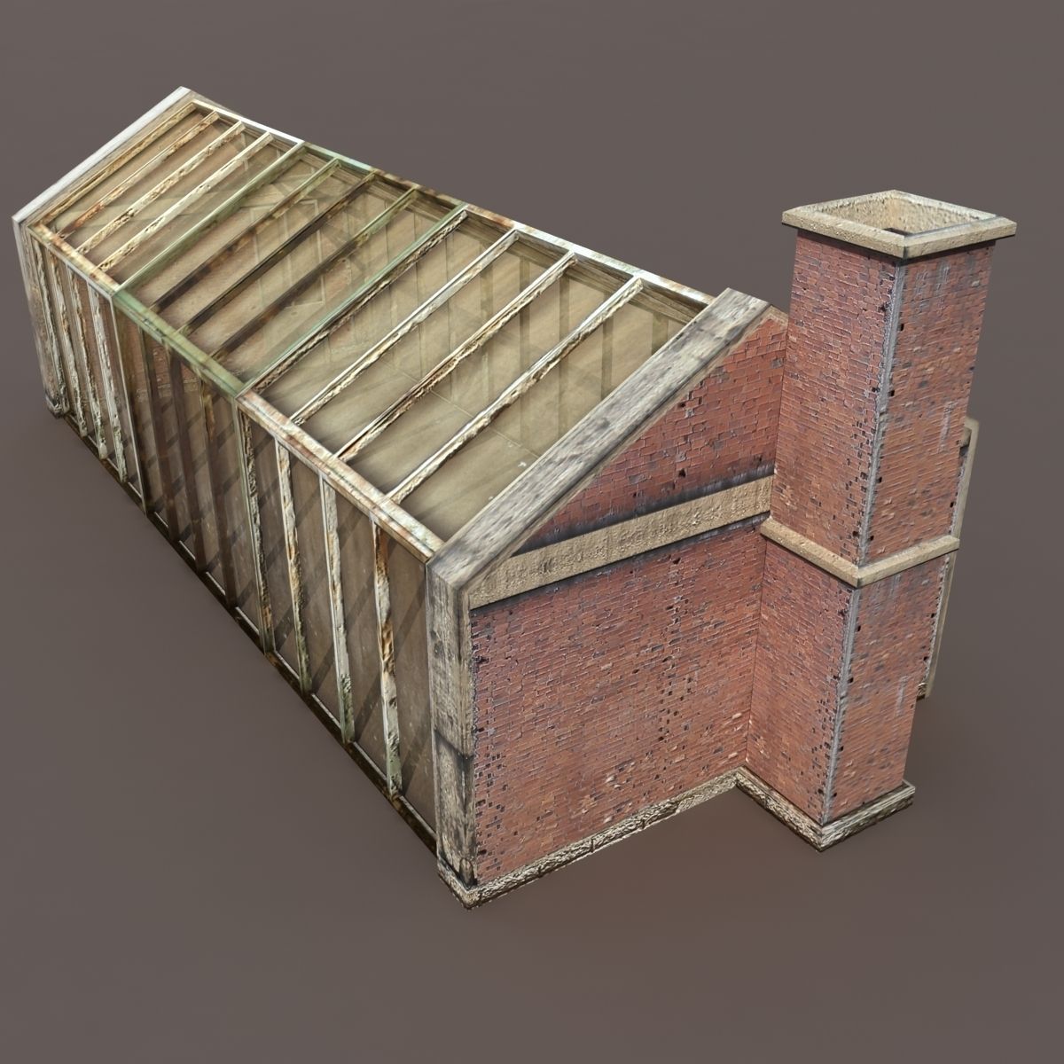 Greenhouse Old Low Poly 3d Model Low-poly 3D model_3