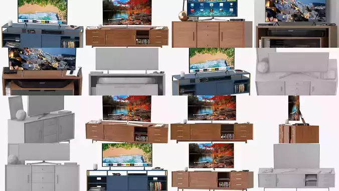 Tv Stand Pack 3D Model Collection