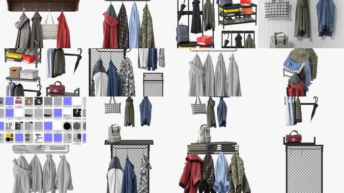 Hallway set Clothing Pack 3D Model Collection