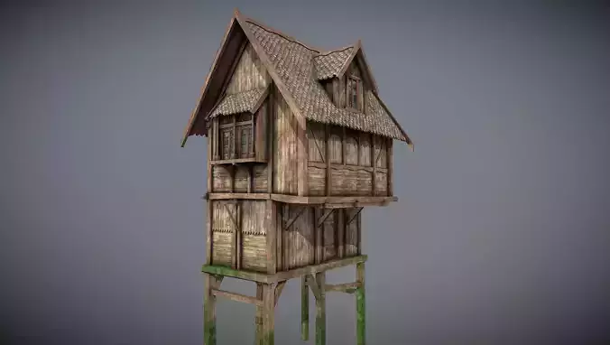 Medieval lake village - House 11 Low-poly 3D model