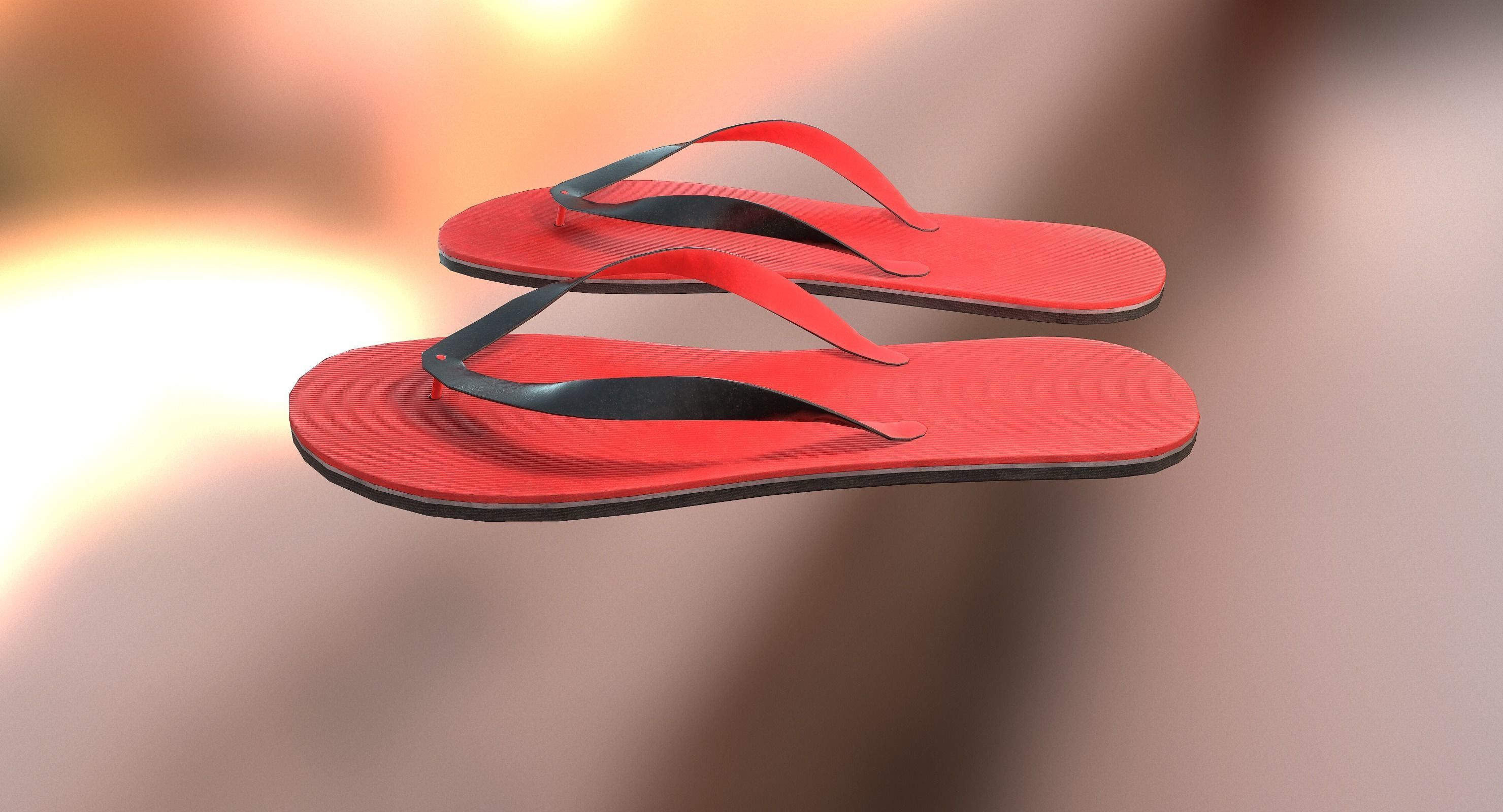 Flip-Flop pair of flip flops Low-poly 3D model_6