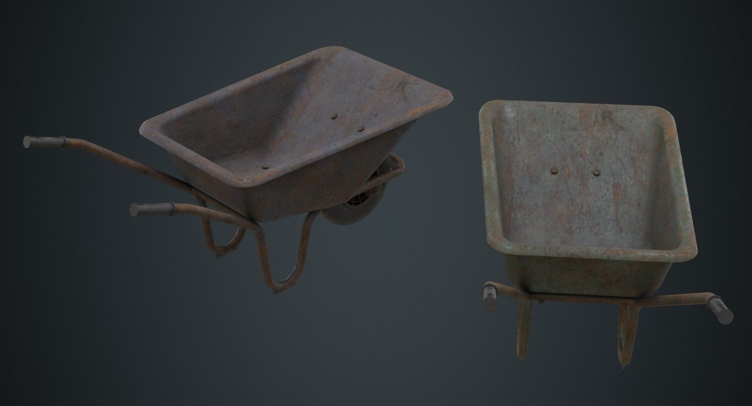 Wheelbarrow 1C Low-poly 3D model_1