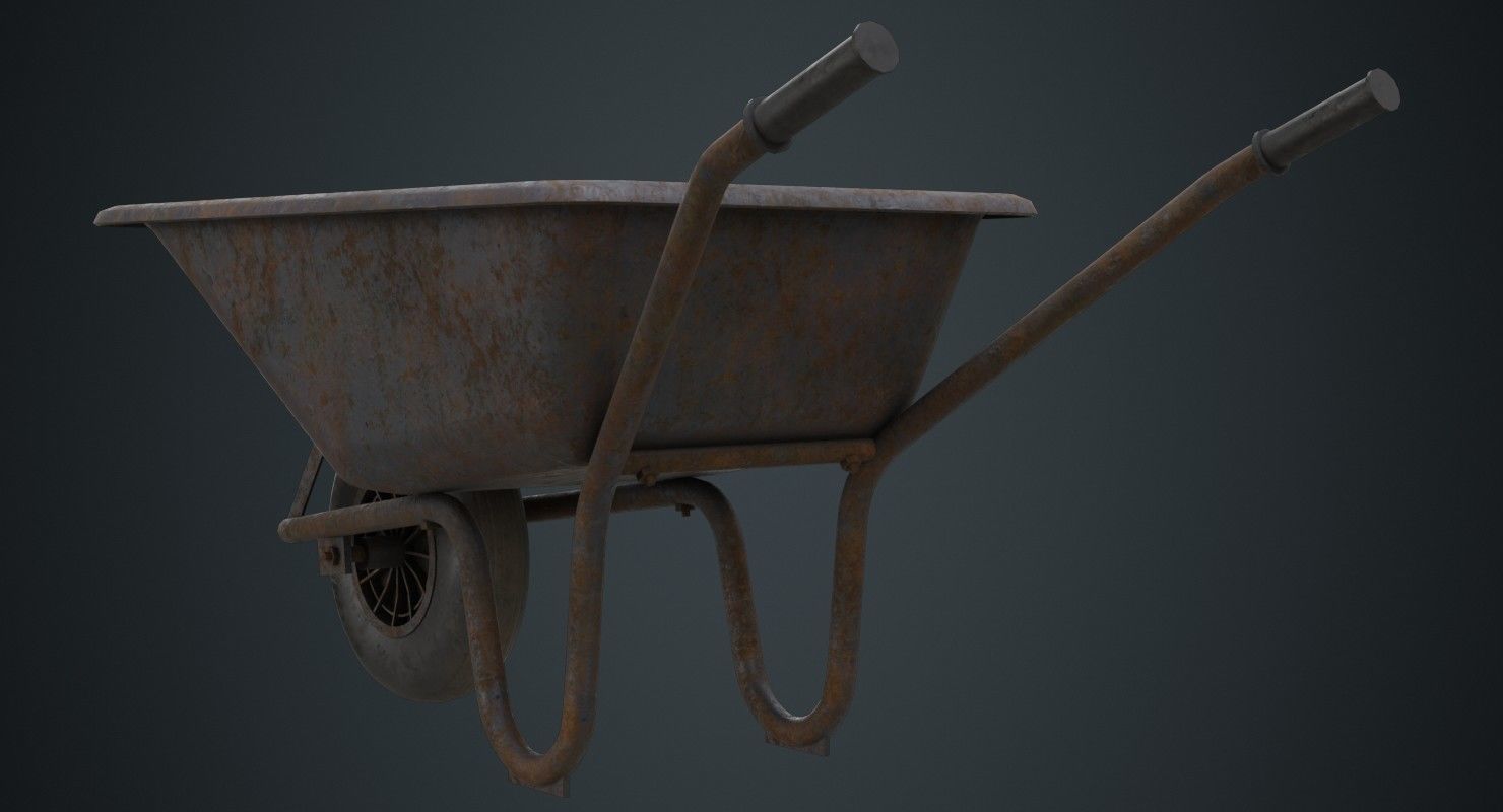 Wheelbarrow 1C Low-poly 3D model_6