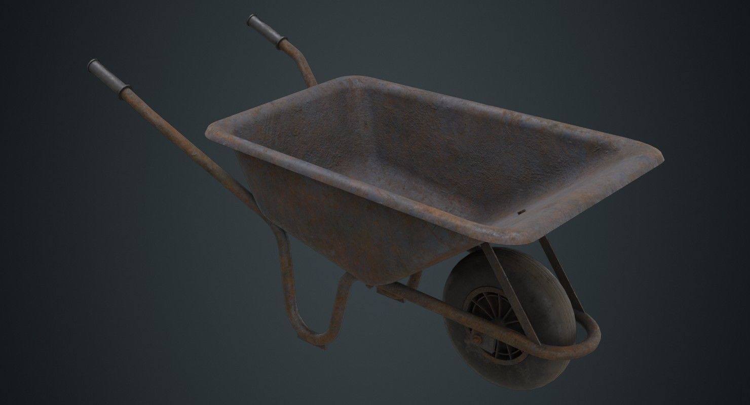 Wheelbarrow 1C Low-poly 3D model_4