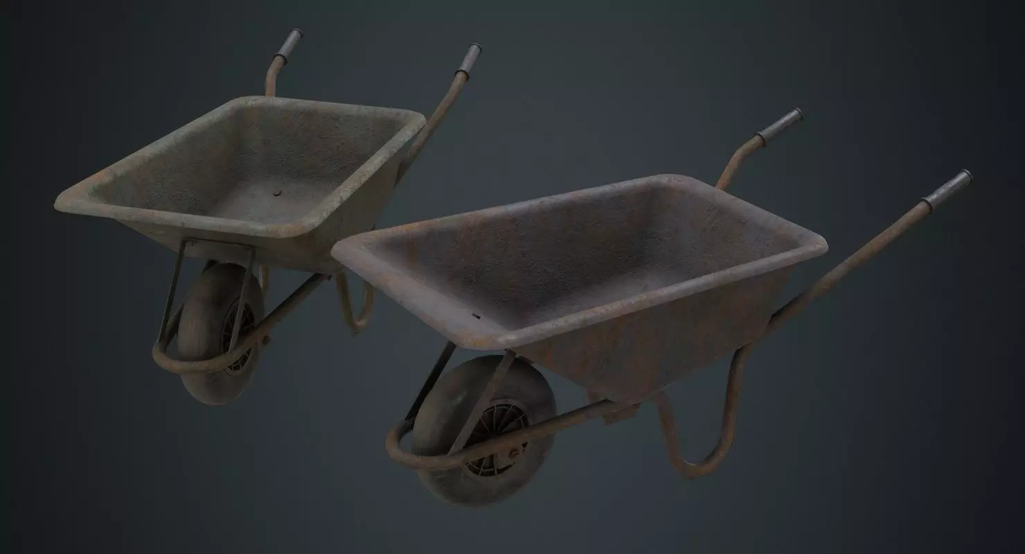 Wheelbarrow 1C Low-poly 3D model_0