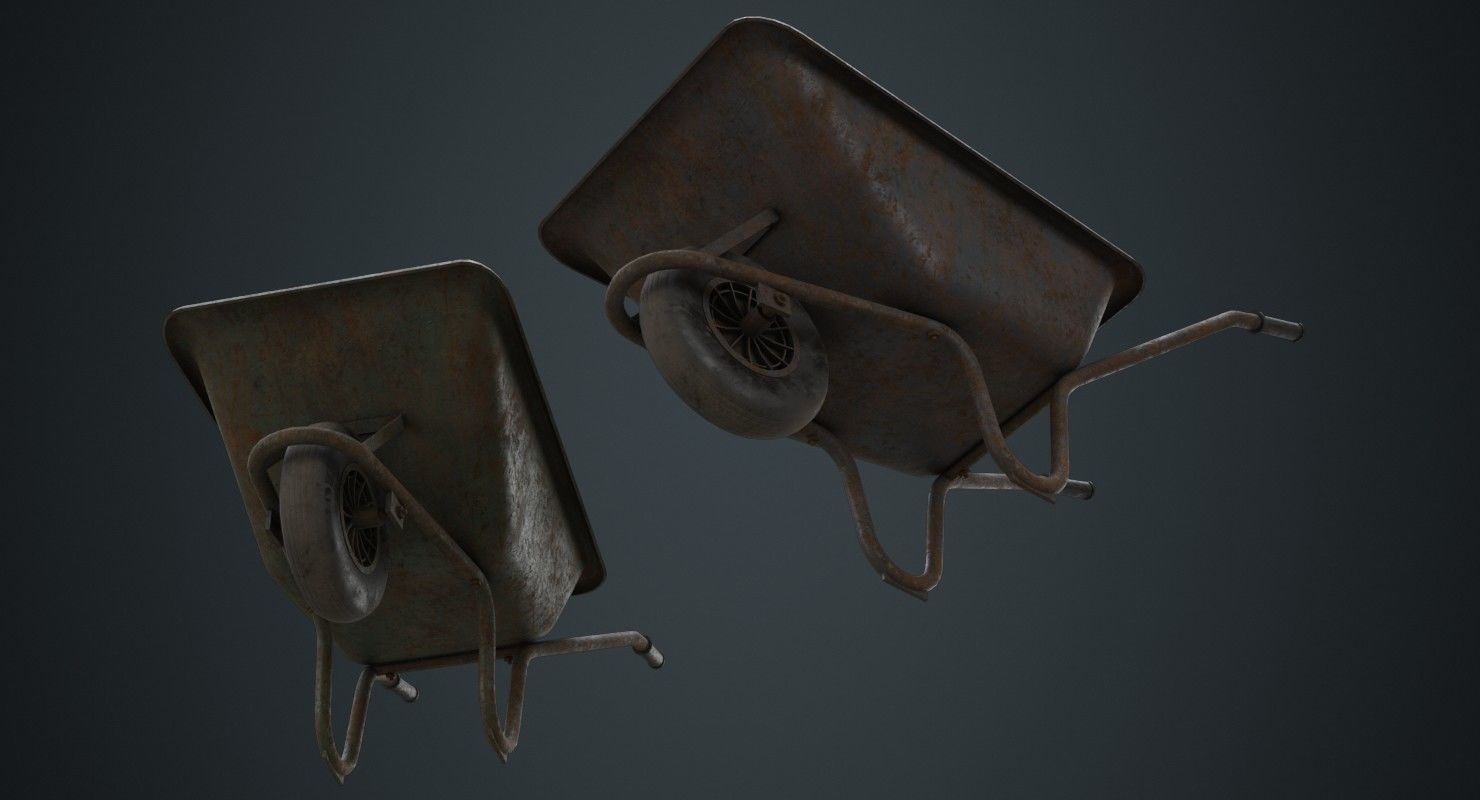 Wheelbarrow 1C Low-poly 3D model_2