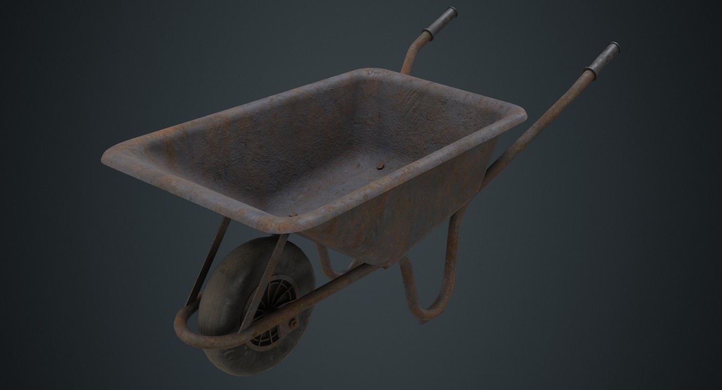Wheelbarrow 1C Low-poly 3D model_3