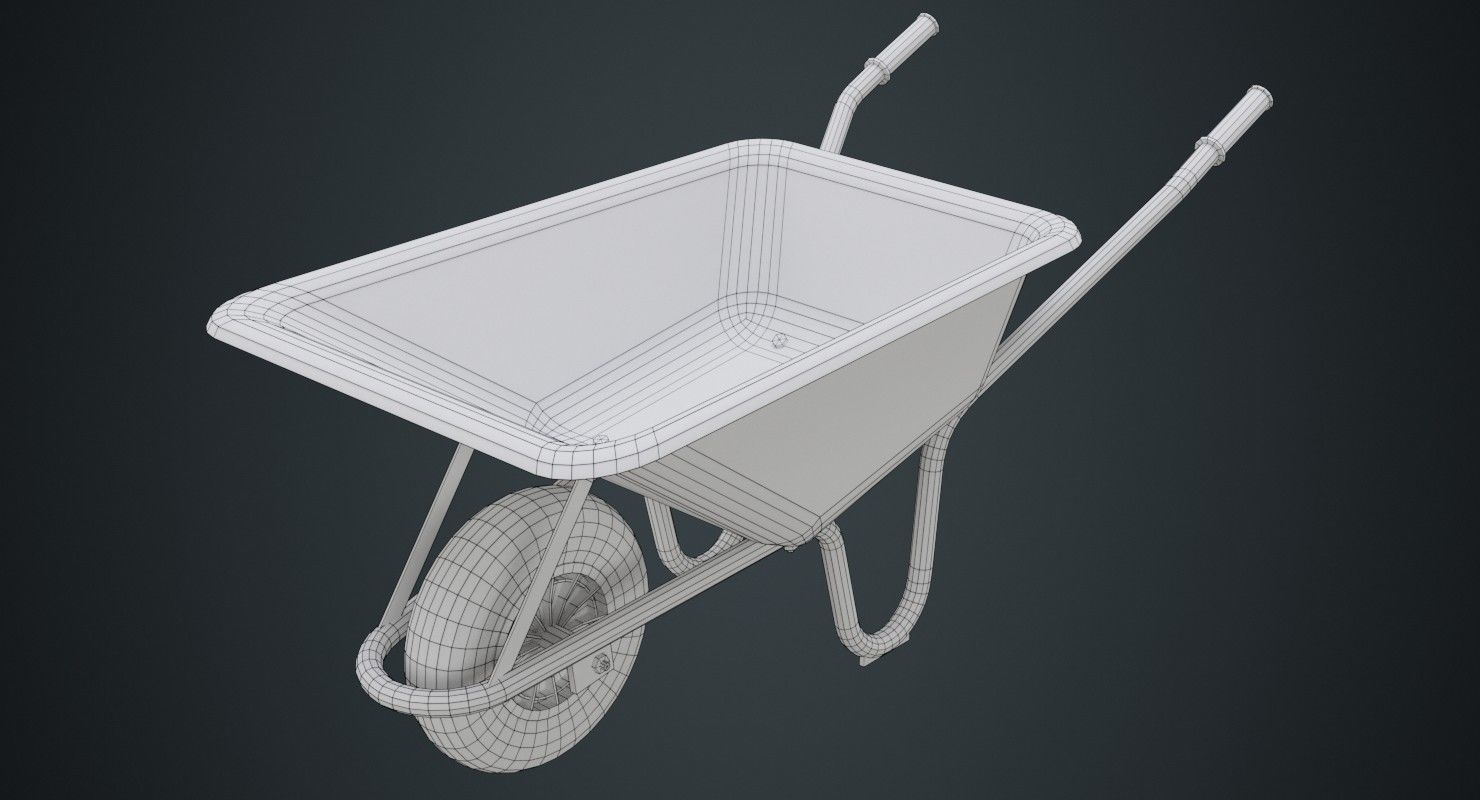 Wheelbarrow 1C Low-poly 3D model_8