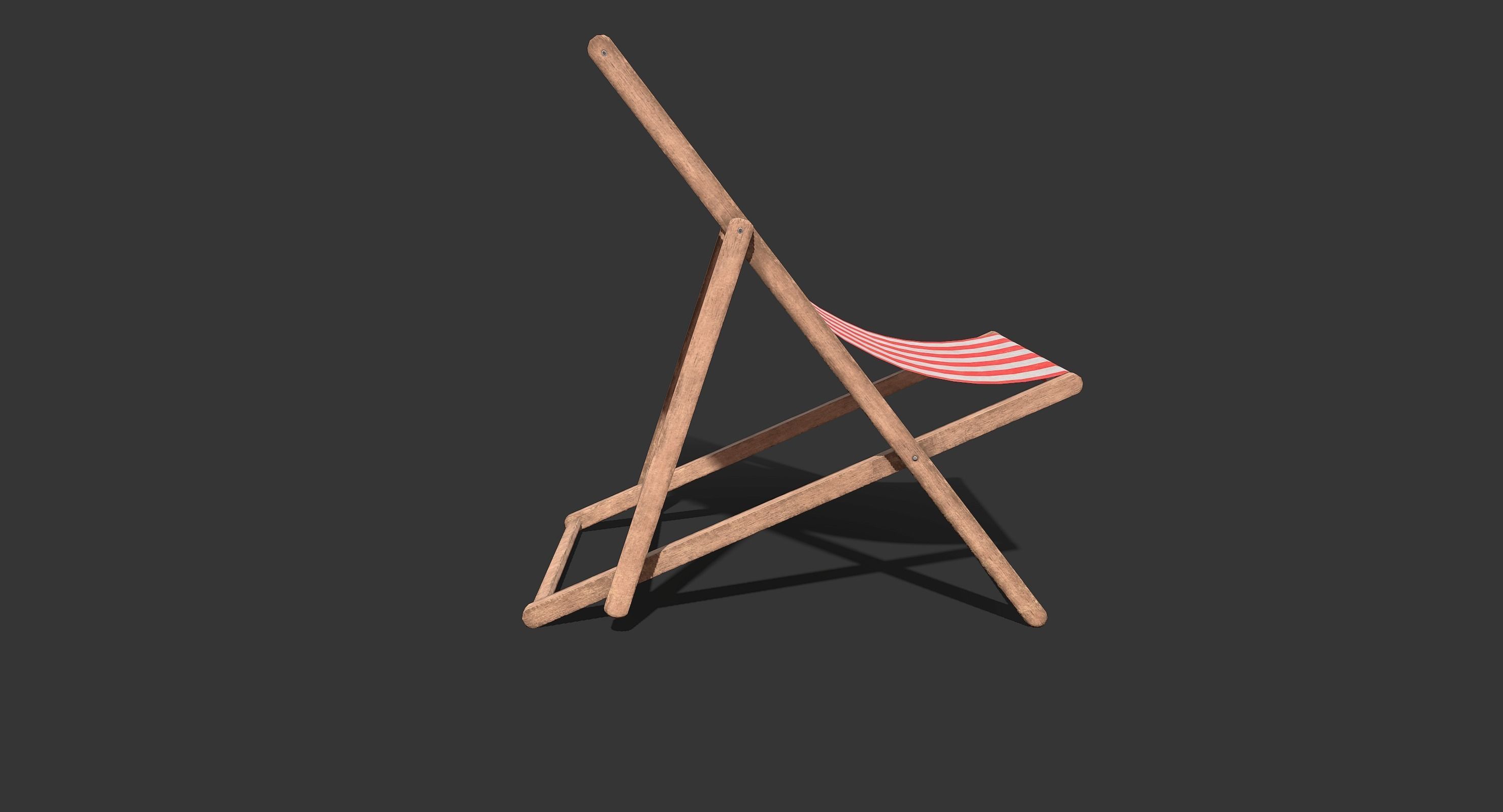 Deck Chair Low-poly 3D model_4