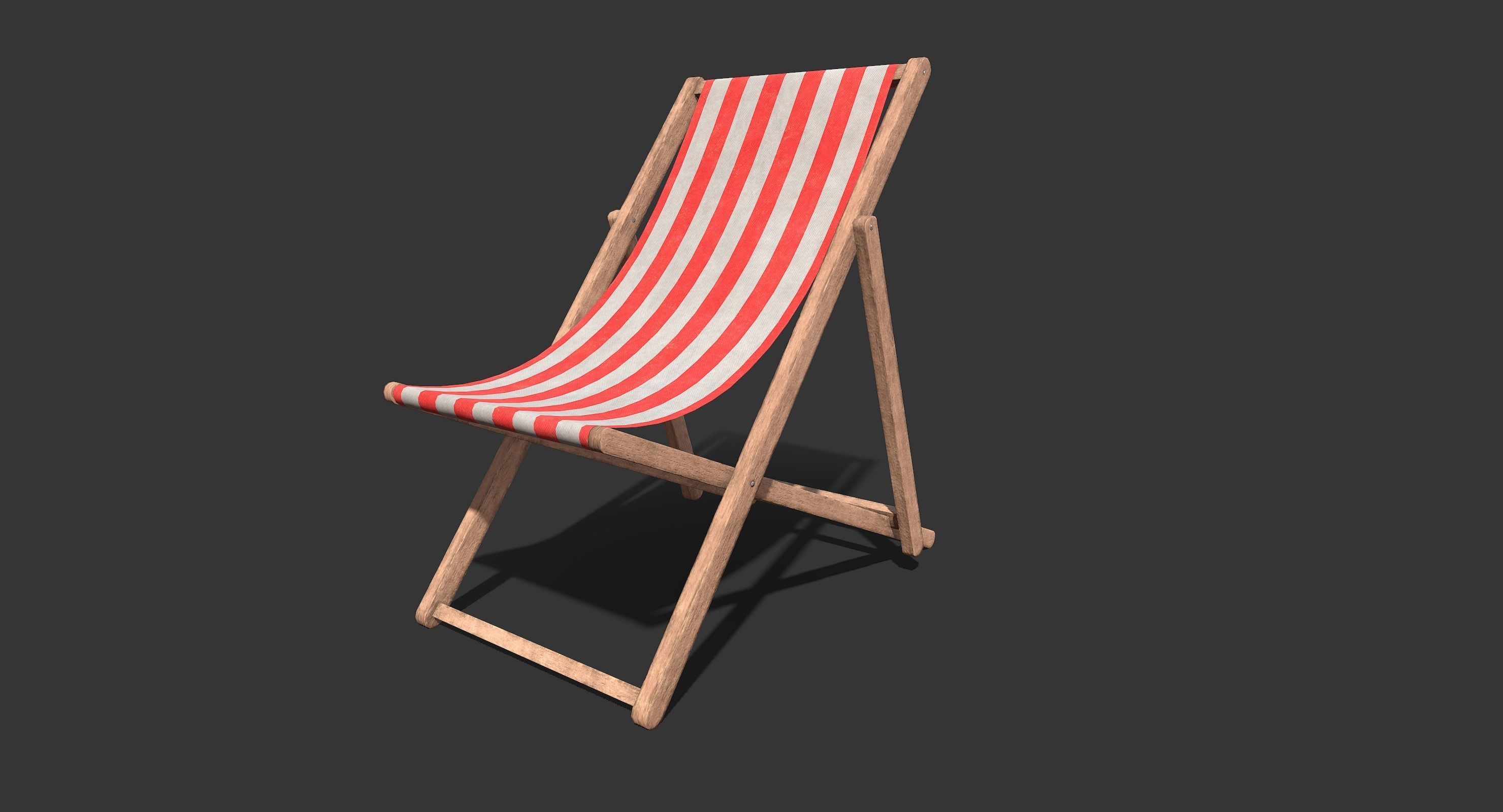 Deck Chair Low-poly 3D model_1