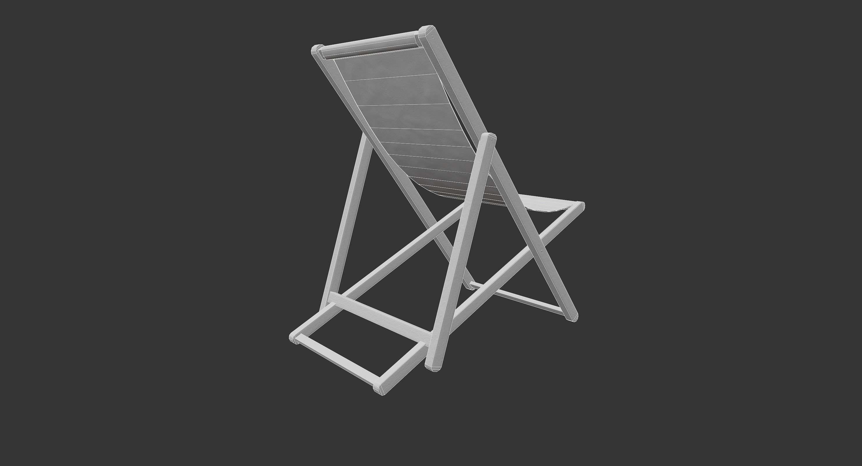 Deck Chair Low-poly 3D model_11