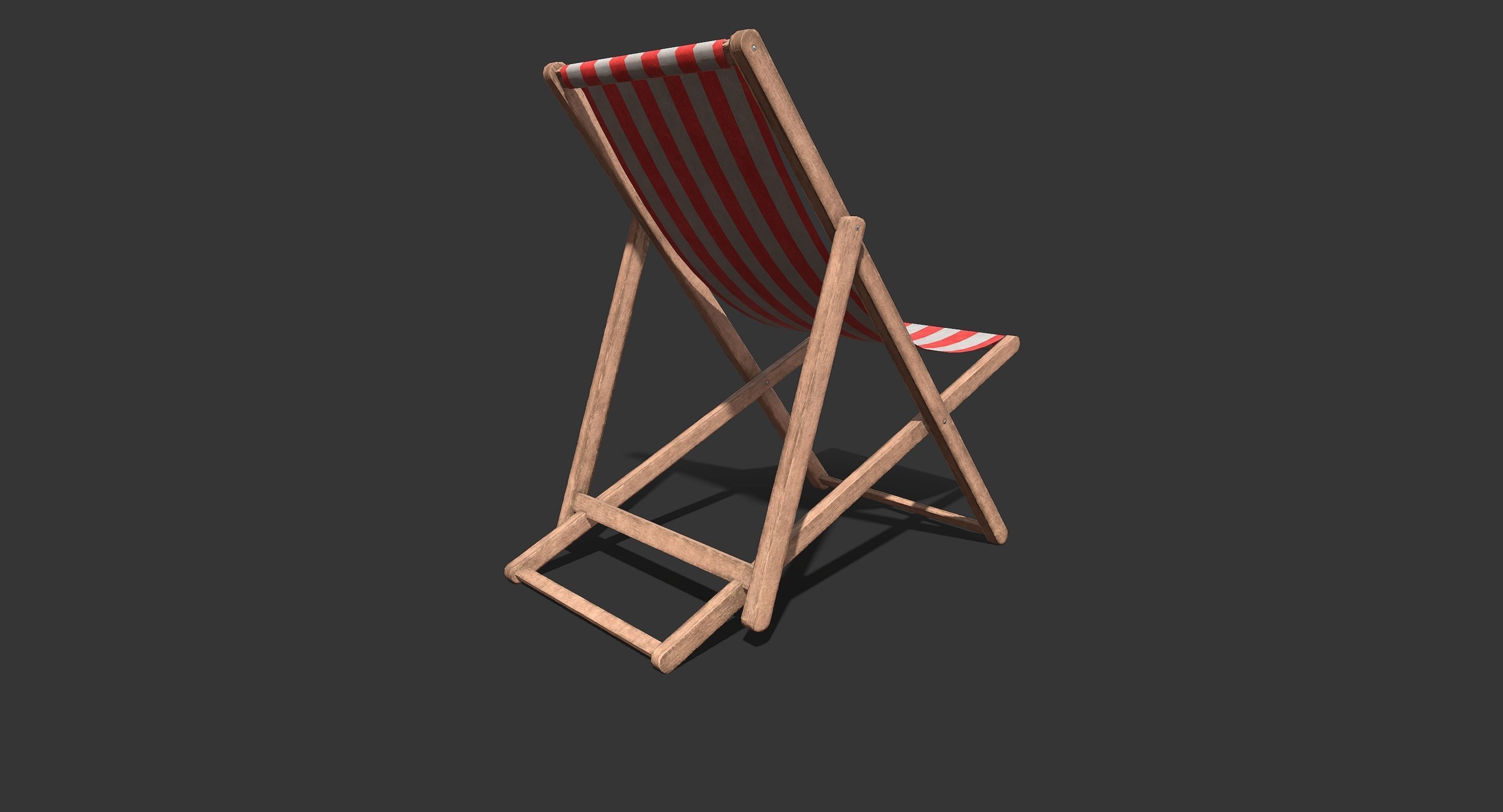 Deck Chair Low-poly 3D model_6