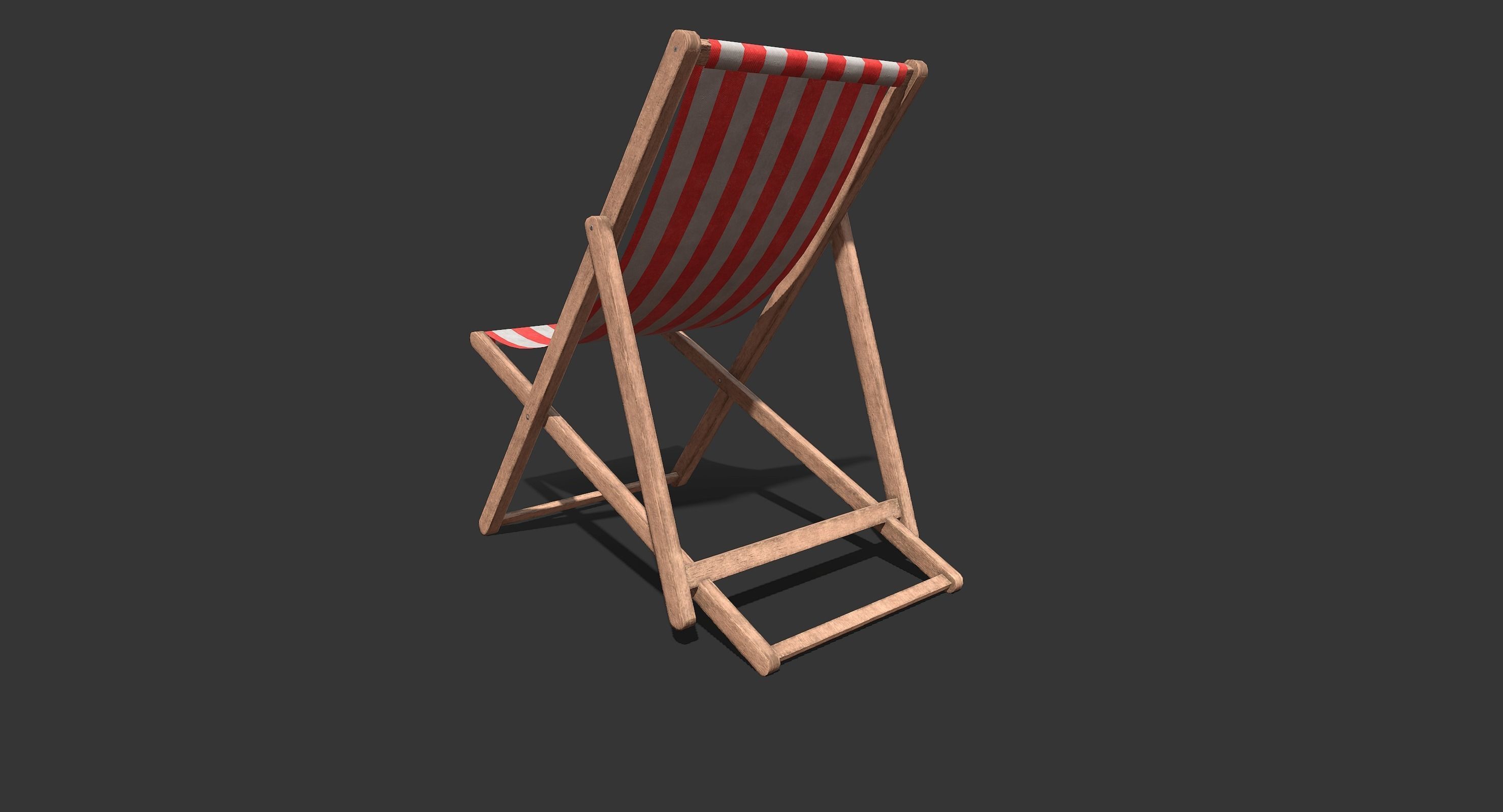 Deck Chair Low-poly 3D model_2