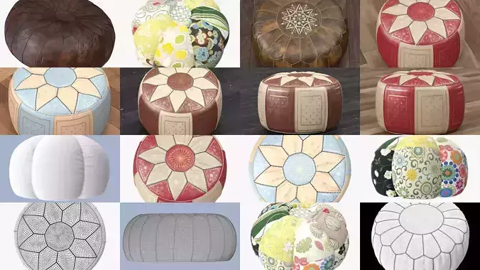 Pouf Pack 3D Model Collection