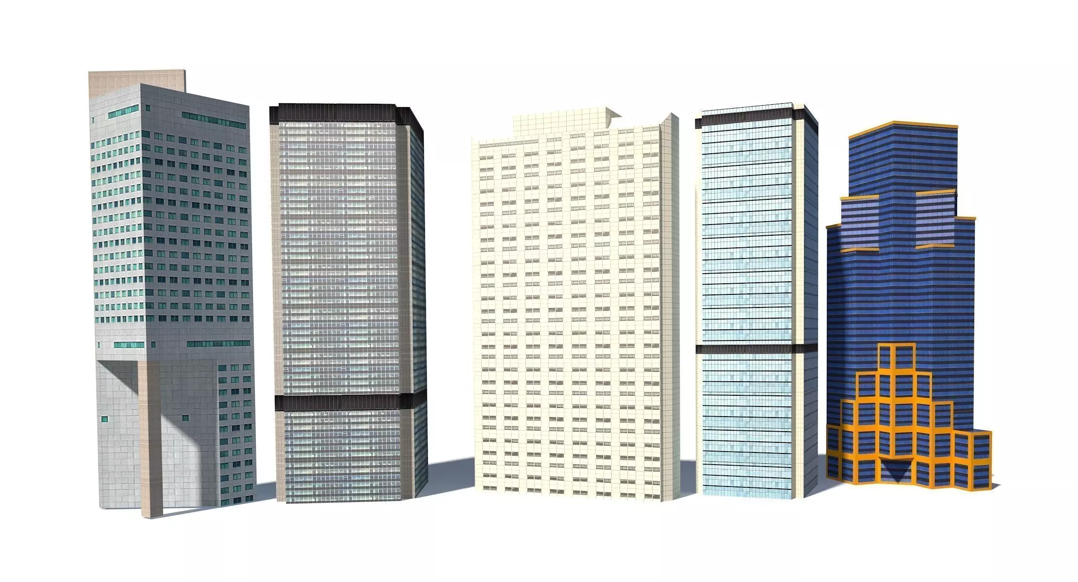 High Rise Buildings Low-poly 3D model_0