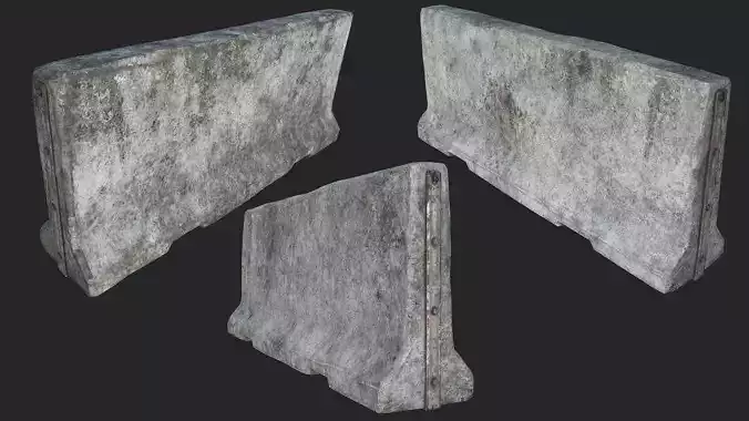 Large Concrete Barricade PBR Low-poly 3D model