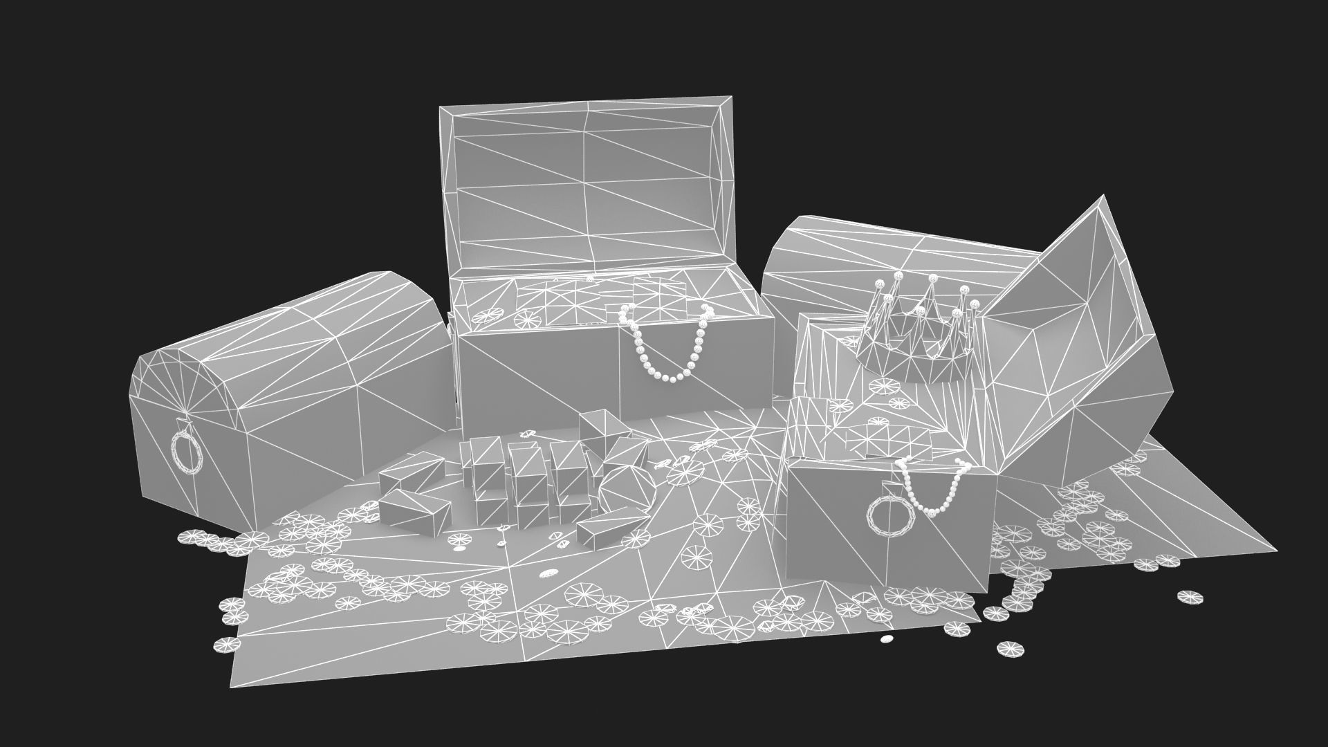  treasure box gold coin jewelry gem Low-poly 3D model_6