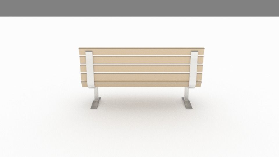 Wood and metal park bench 3D model_3