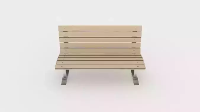 Wood and metal park bench 3D model