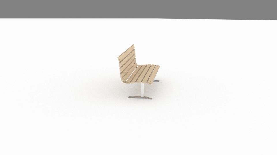 Wood and metal park bench 3D model_7