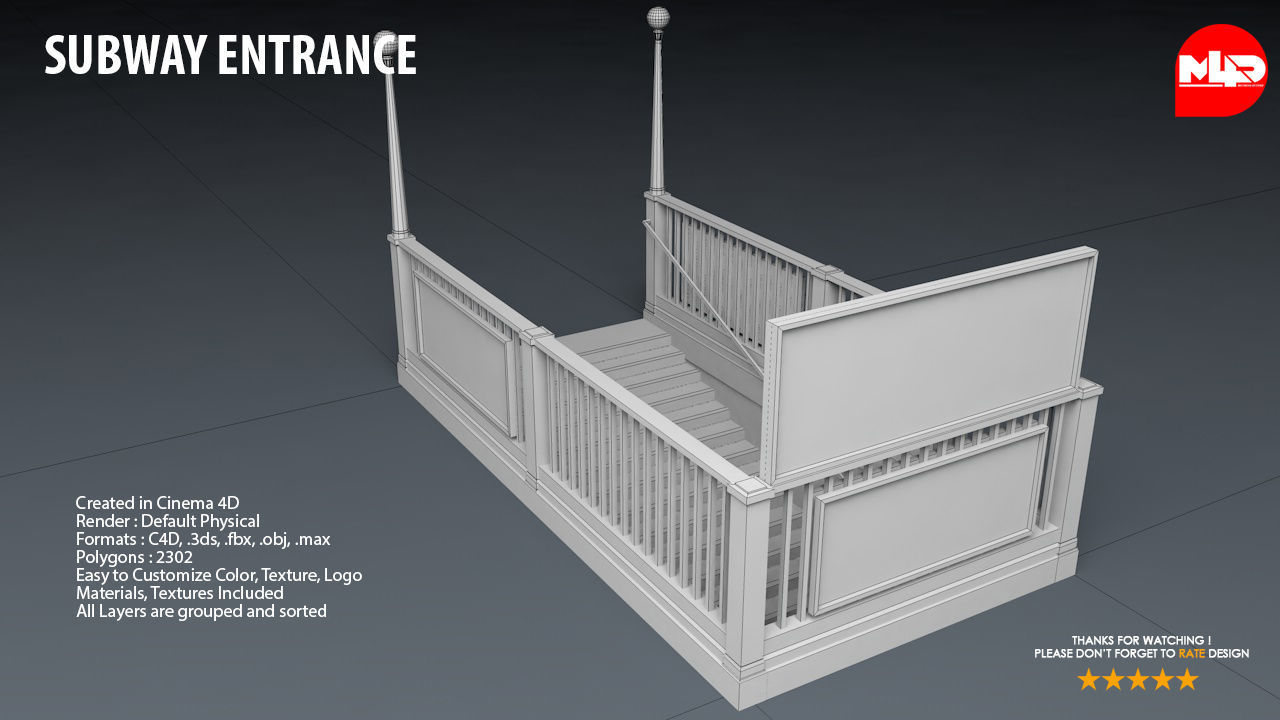 Subway Entrance - Street Props 3D model_5
