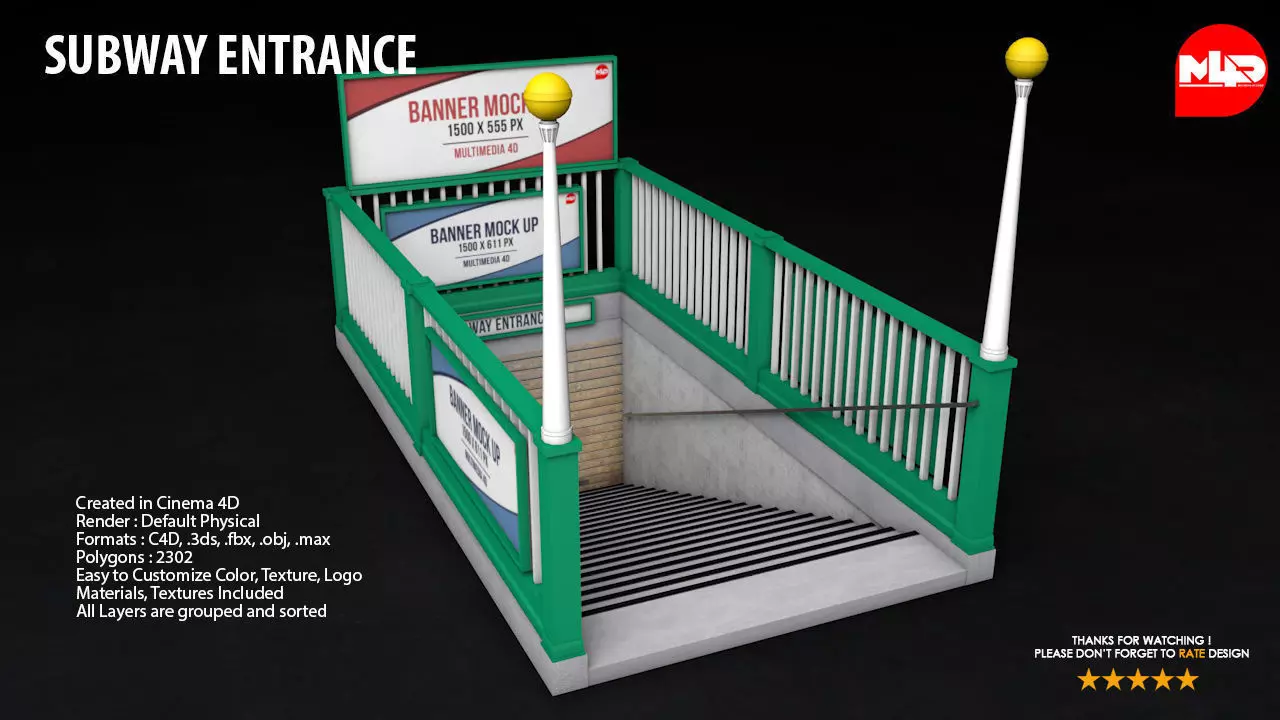 Subway Entrance - Street Props 3D model_0
