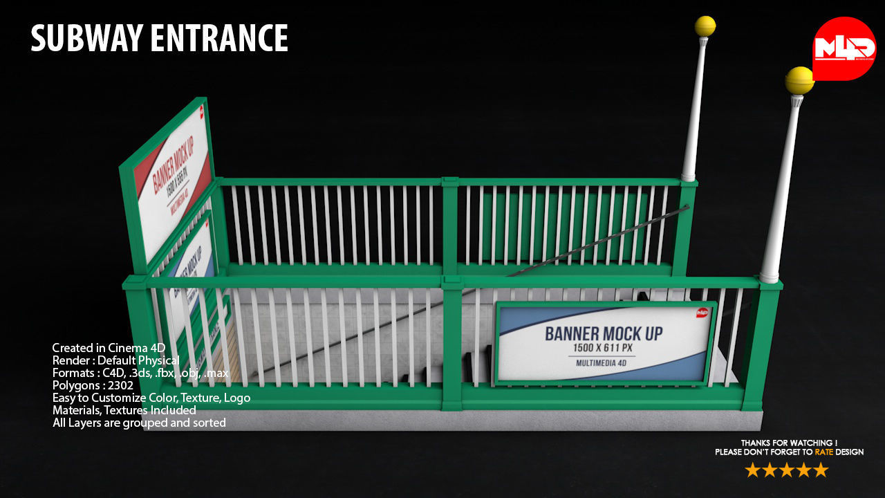 Subway Entrance - Street Props 3D model_2