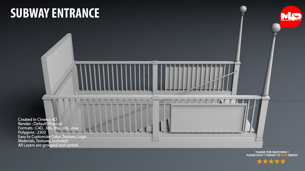 Subway Entrance - Street Props 3D model_3