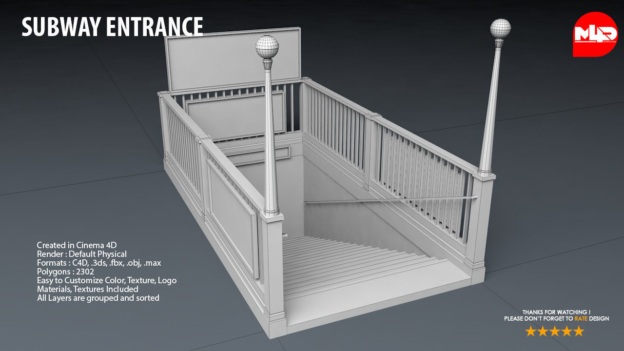 Subway Entrance - Street Props 3D model_1