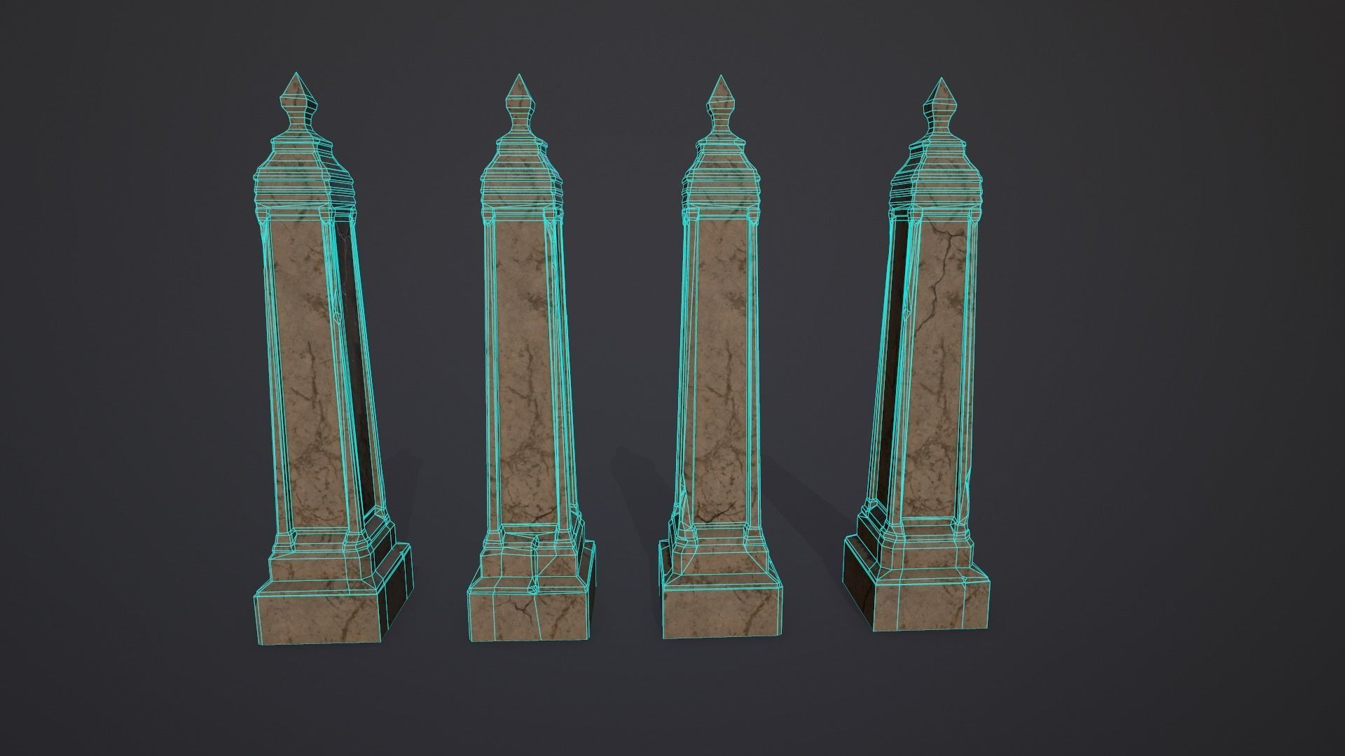 Gravestones Collection 7 models Low-poly 3D model_18